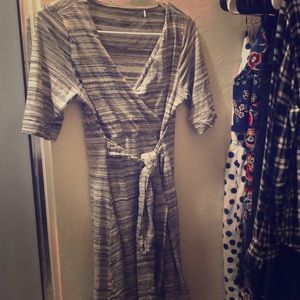 Grey and white tie dress from REI